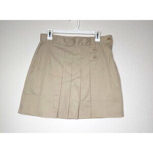 Girls Classroom Uniforms Pleated Tab Scooter Skirt Khaki 14